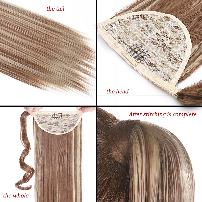 US Long 1 pcs Magic Ponytail Extensions Hair Extension Real Wrap Around Ponytail