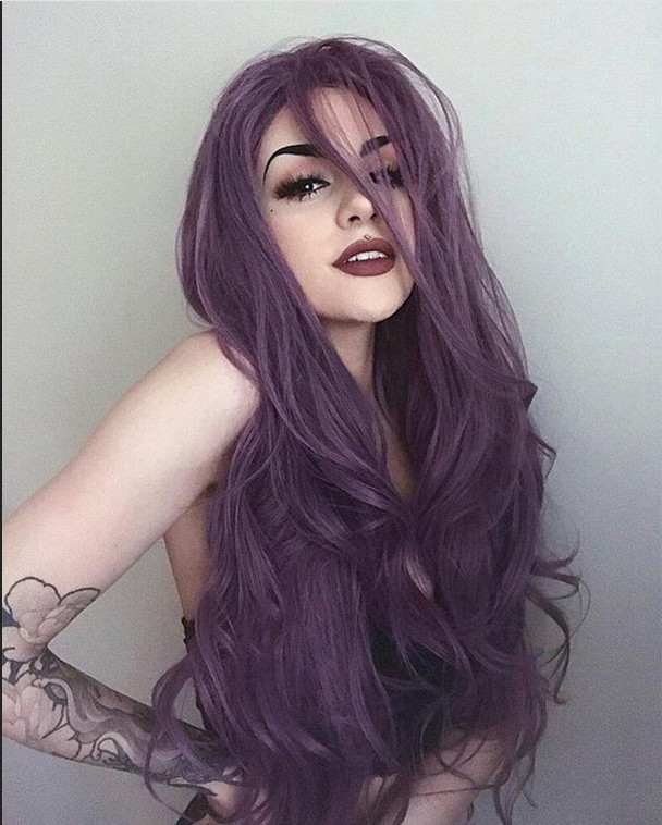 Cosplay Wig Wavy Curly Halloween Costume Wigs for Women Dark Purple