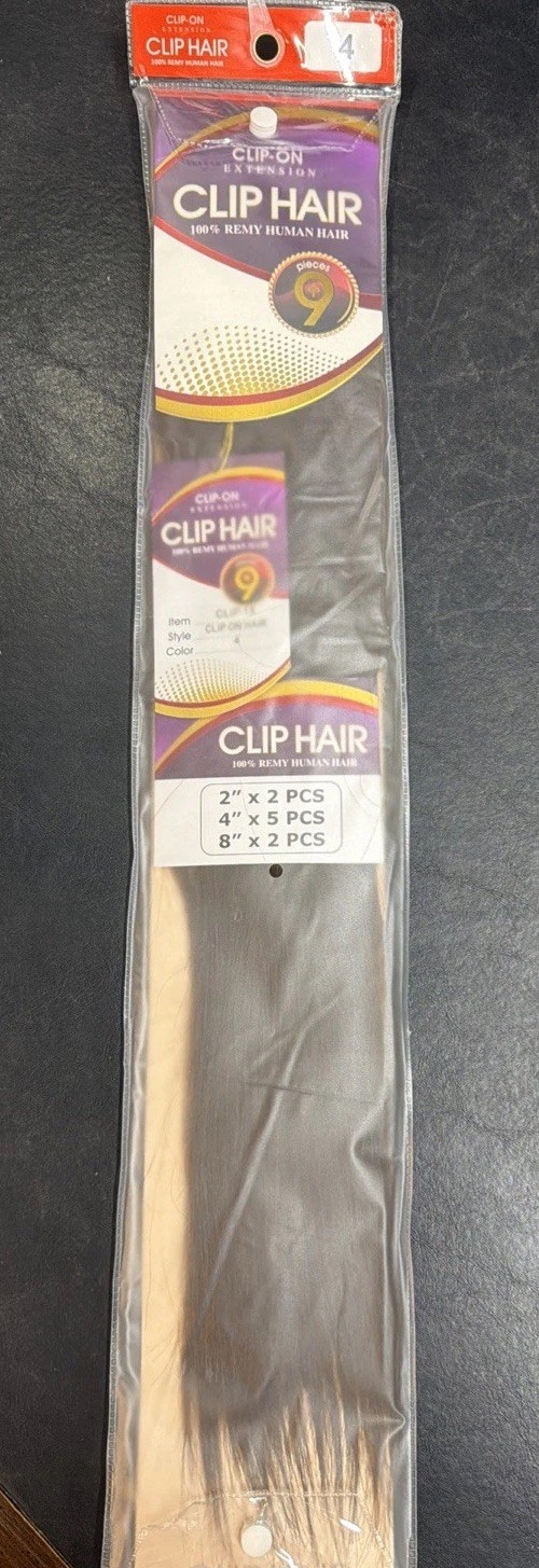 Clip Hair Clip On Extensions 100% Remy Human Hair 18” 9 Piece Medium Brown #4