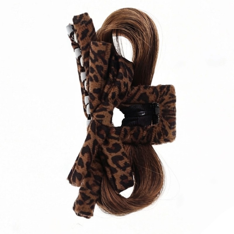 Fashion Animal Print Bowknot Claws Clip On Bun Extension for Quick Hair Change