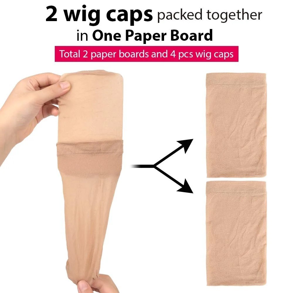 4PCS Brown Wig Caps Stretch Mesh Stocking Cap Hair Net for Wigs Weaving Women