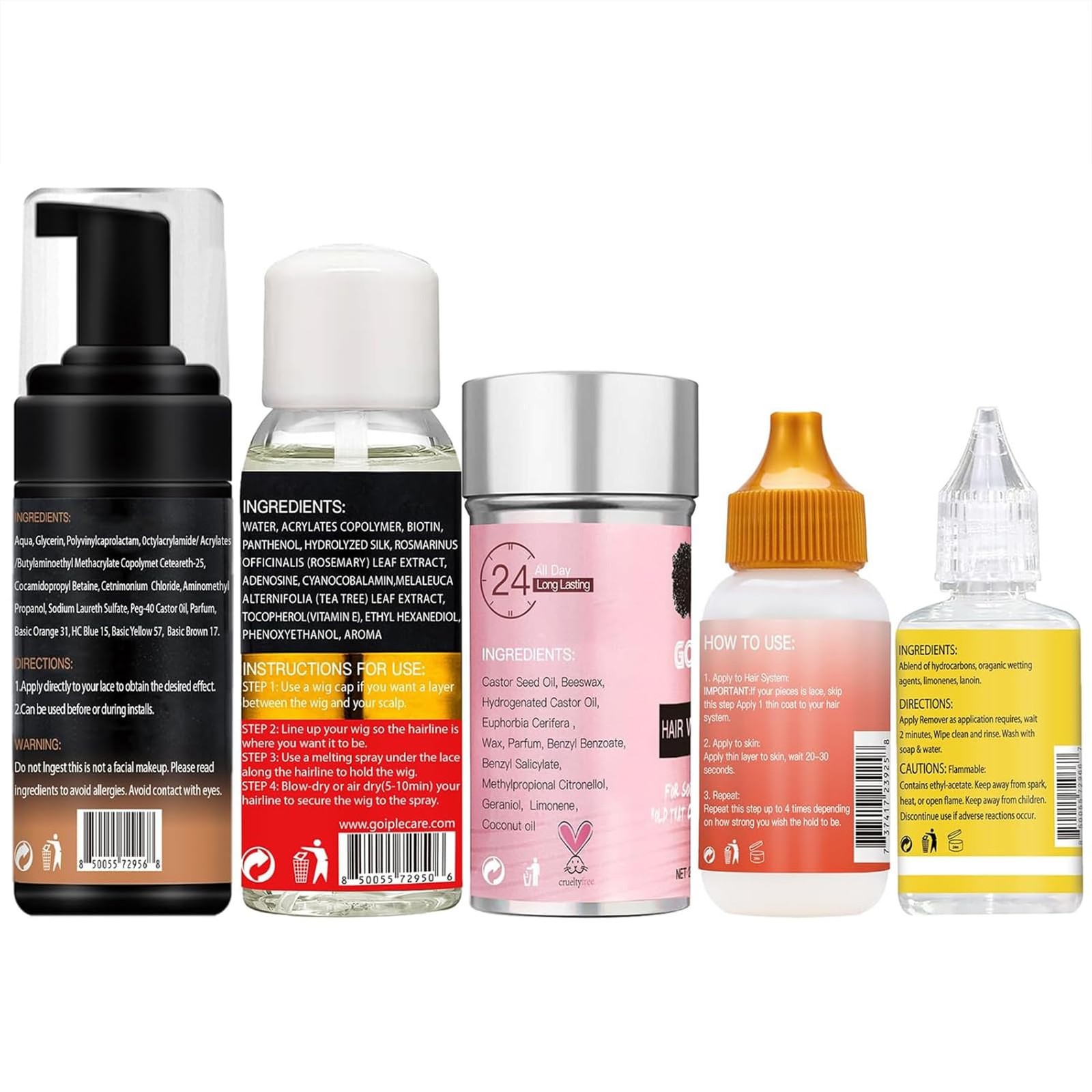 Lace Glue Kit Complete Set with Lace Tint Mousse, Lace Melting Spray Wig Glue…