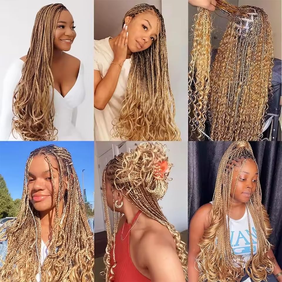 Hrceyocr P27/613 Blonde Human Braiding Hair For Boho Braids 24 24 24 Inch Human