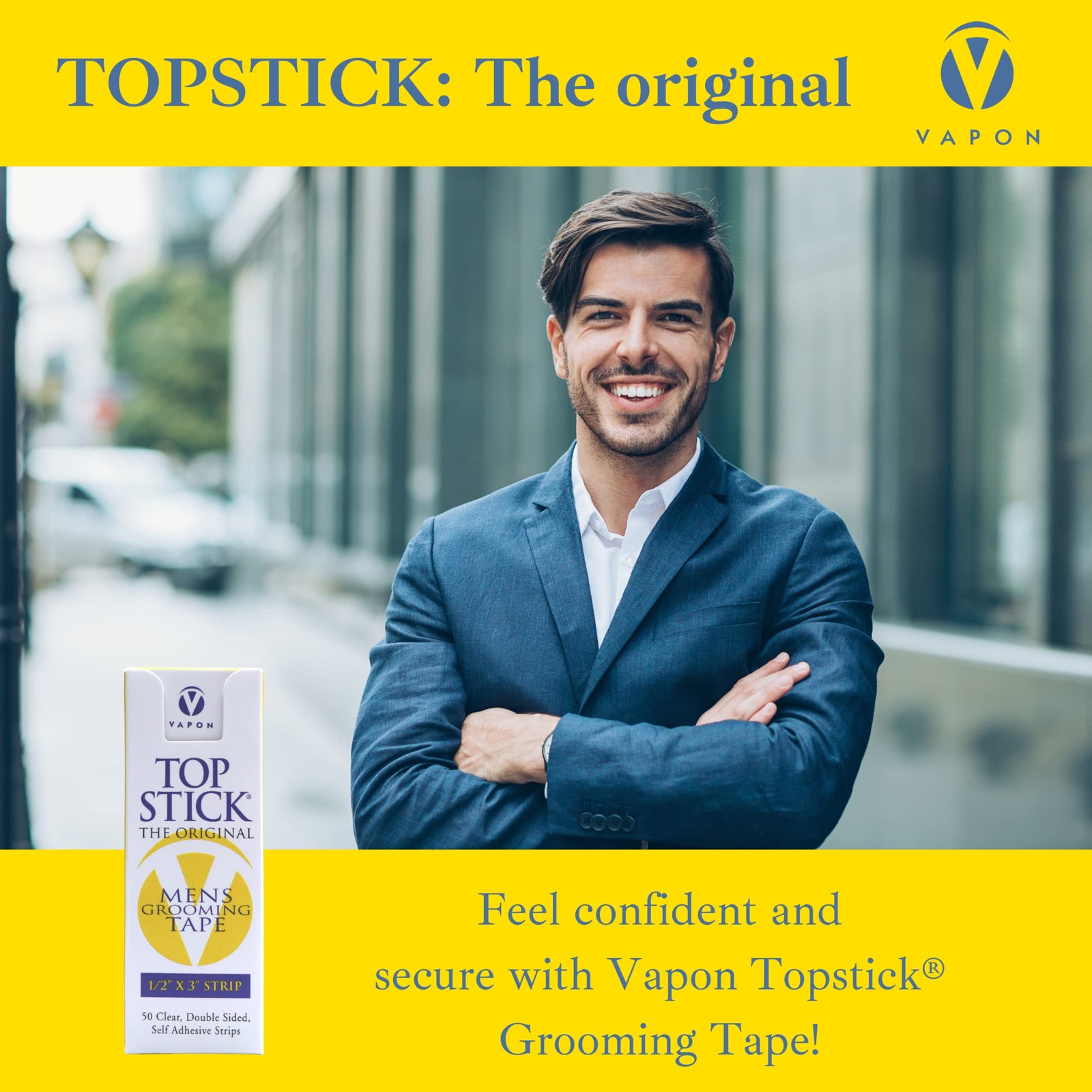 Vapon Topstick – The Original Men’s Grooming Tape – 50 Count 1/2″ x 3″ Double Si