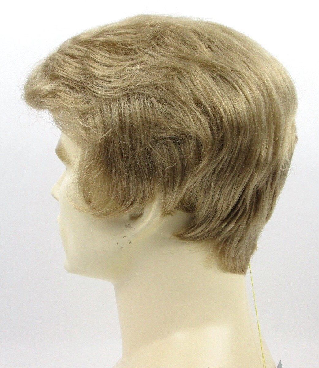 MENS MALE SHORT STRAIGHT HAIR WIG FEATHERED BACK POMPADOUR SIDE PART GREGORY