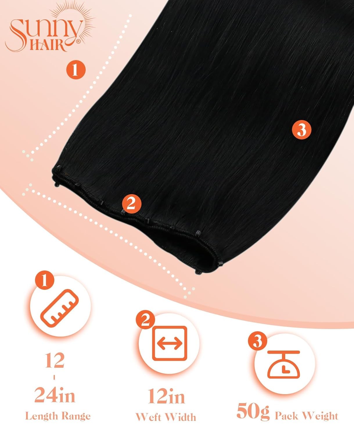 Sunny Hair BEADED 18in #1 Black Hair Extensions – MB_1B_18_50G4
