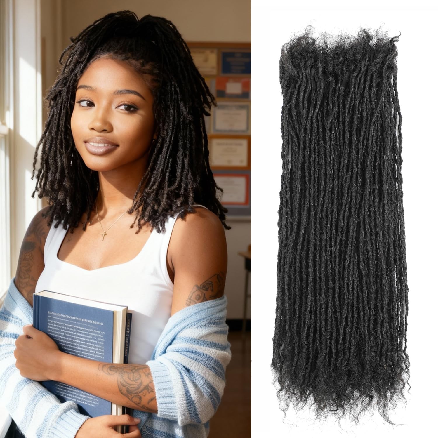 Kgrt 10 Inch Sister Locks Human Hair Handmade Interlock Locs Curly Tips Sister