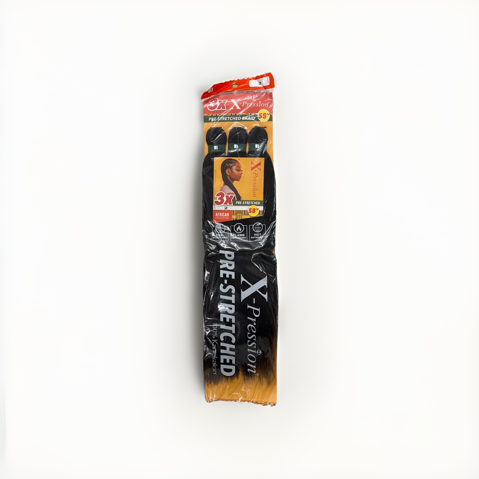3 PACKS X-pression Expression 100% Kanekalon 3X Braid Hair Pre-Stretched 58″ .