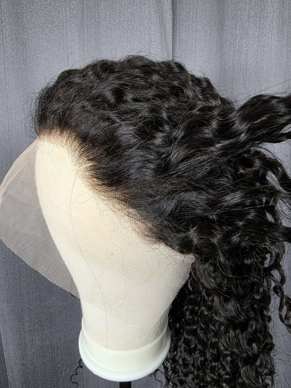 24 inch 13×6 lace front Deep curl preplucked hairline Natural black Human Hair