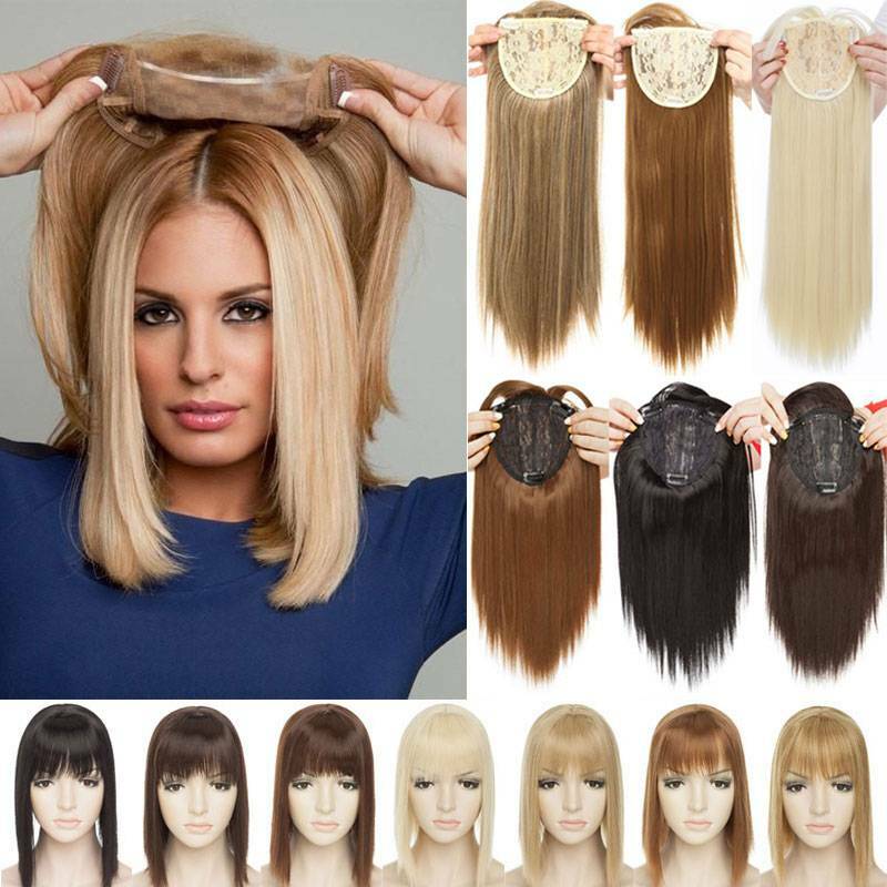Thick Corn Wavy Topper Hair Clip In Mimic-Human Hair Extension Full Head Brown