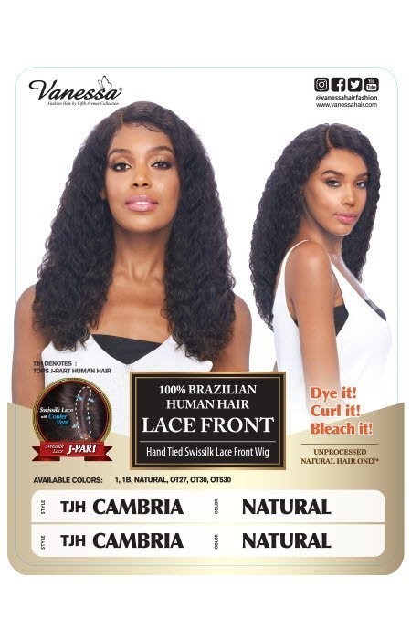 Vanessa Human Hair Lace Wig TJH CAMBRIA, Color #1B (Black)