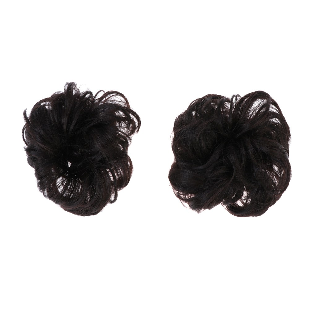 2Pcs Black Hair Plate Tool Synthetic Hair Chignon Wig for Elegant Styles