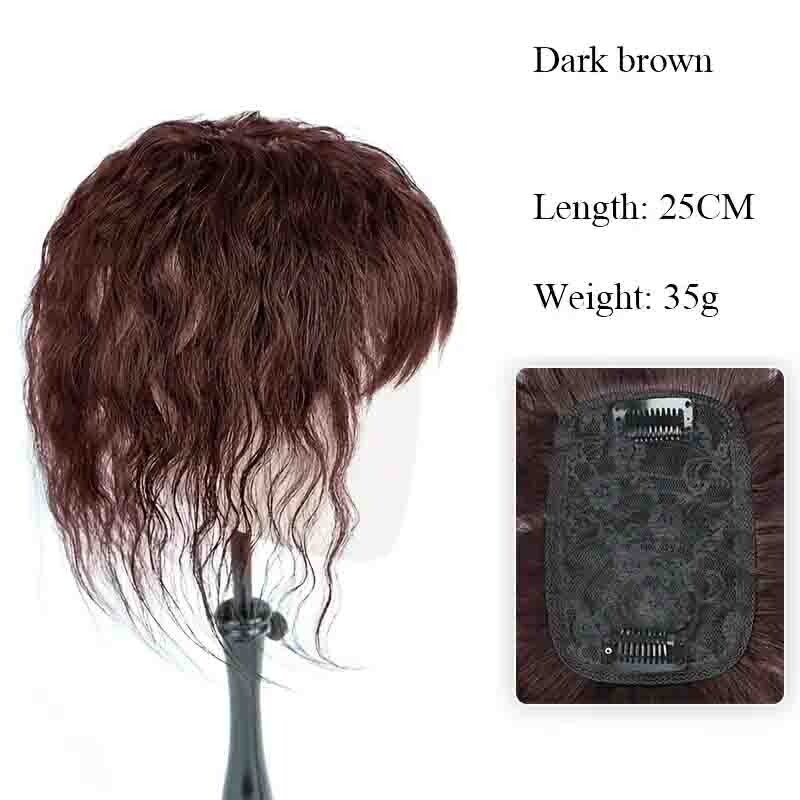 Curly Human Hair Topper with Bang Short Clip-In Hair Extension for Thinning Hair