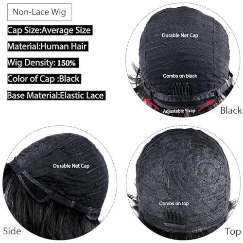 Short Pixie Cut Wig for Black Women – Human Hair Ocean Finger Wave, Glueless, Da