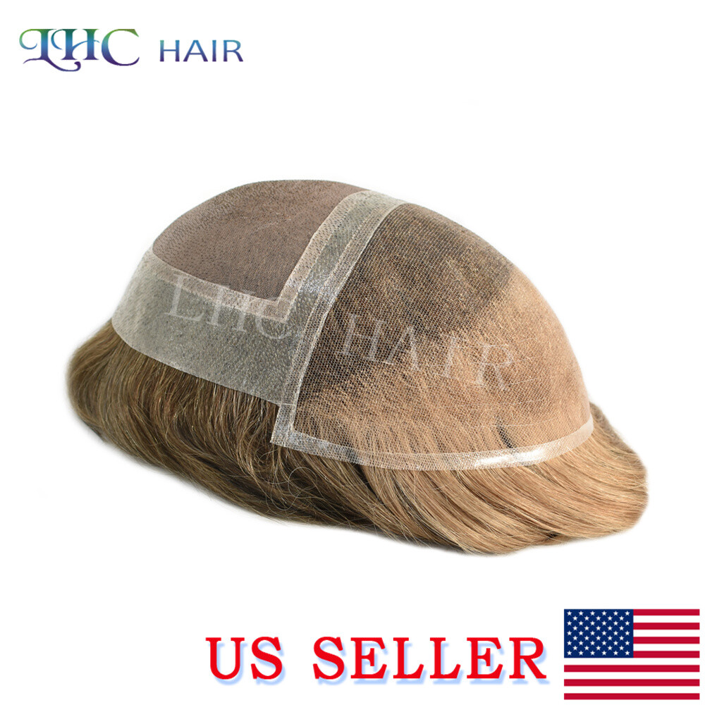 Lace Front Mens Toupee Human Hair System Natural Hairline Brown Blonde Hairpiece
