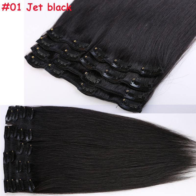7PCS Real Clip in Remy Human Hair Extensions 70g-120g Straight Full Head US B321