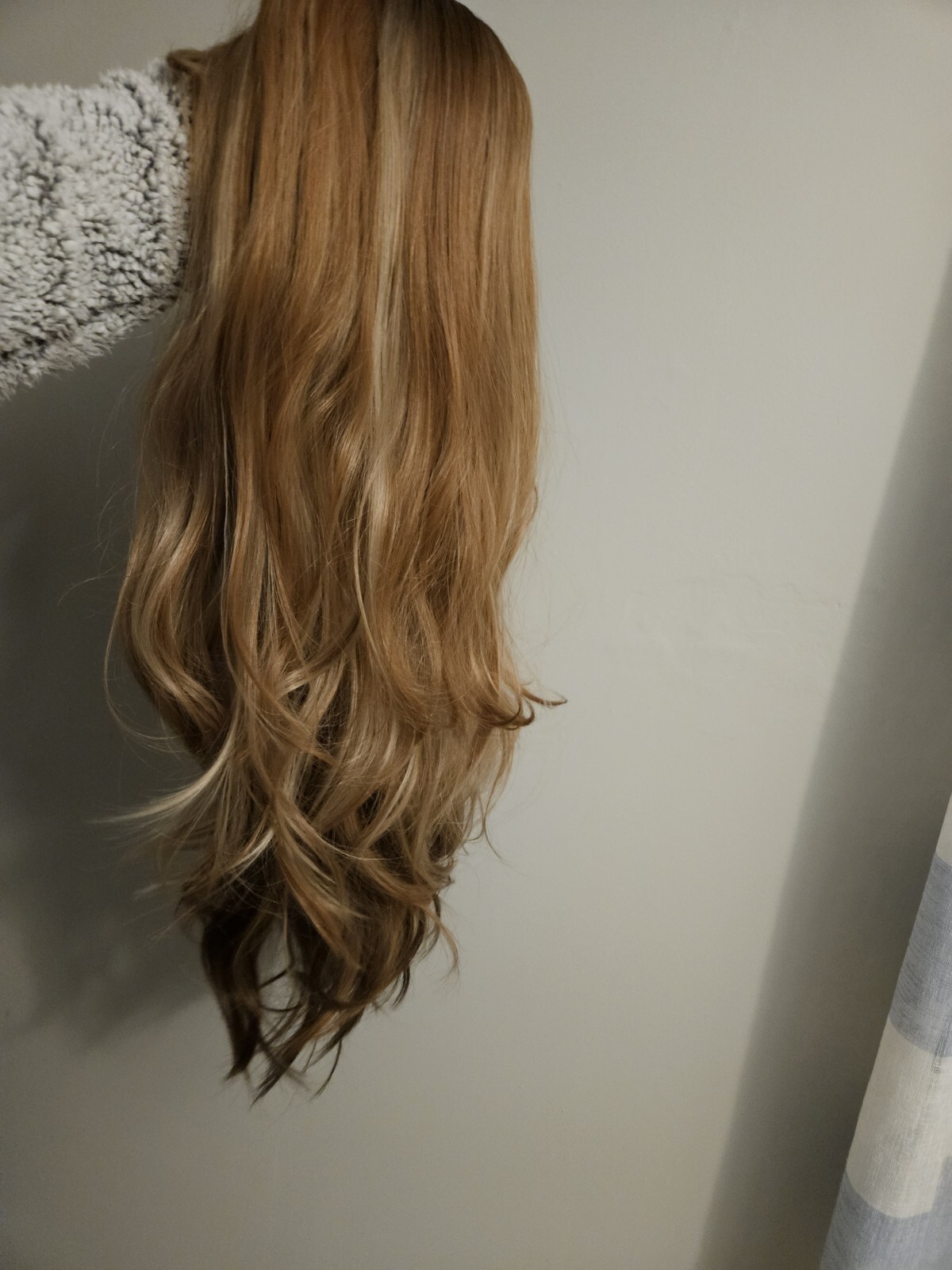 SUPER LONG LAYERED MIXED BROWN AUBURN BLONDE BANGS WAVY WIG