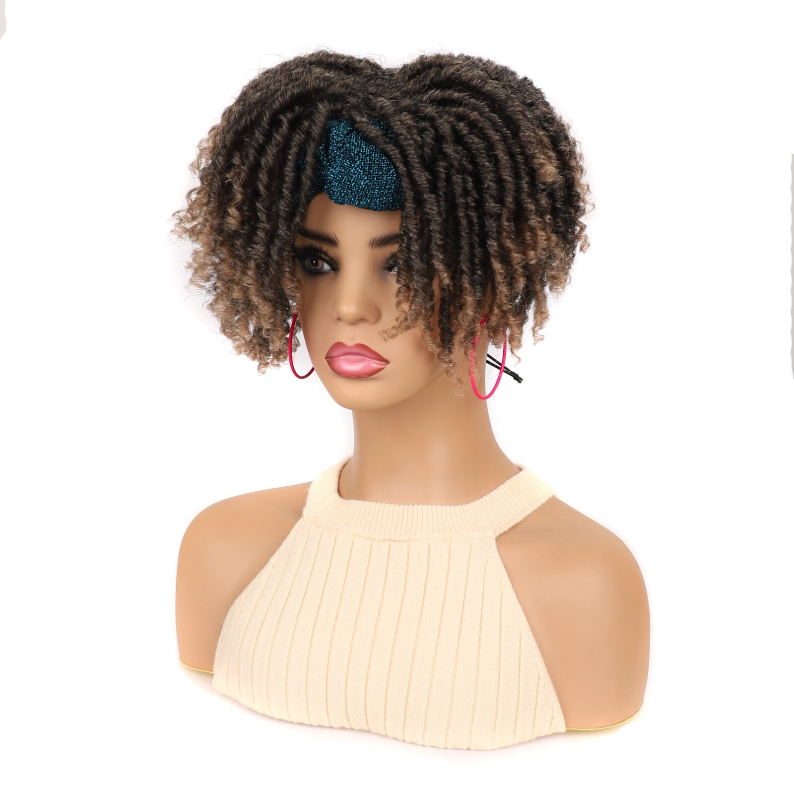 8″ Afro Faux Locs Headband Wigs Dreadlock Wigs for Women Twist Curly Hair Wigs