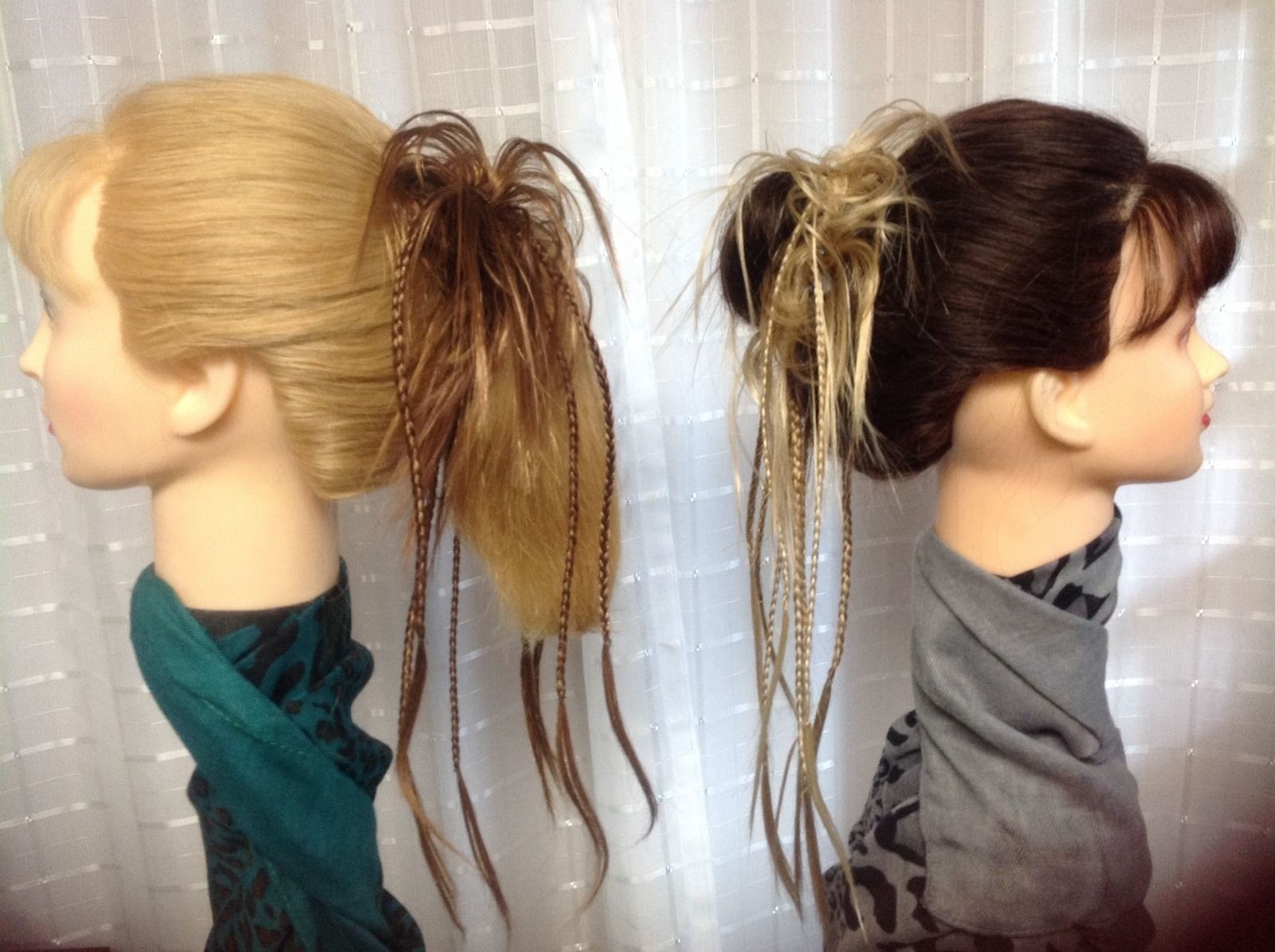 BRAIDED SCRUNCHIE MONA LISA Black Brown Red Blonde Frost PONY TAIL Bun wrap