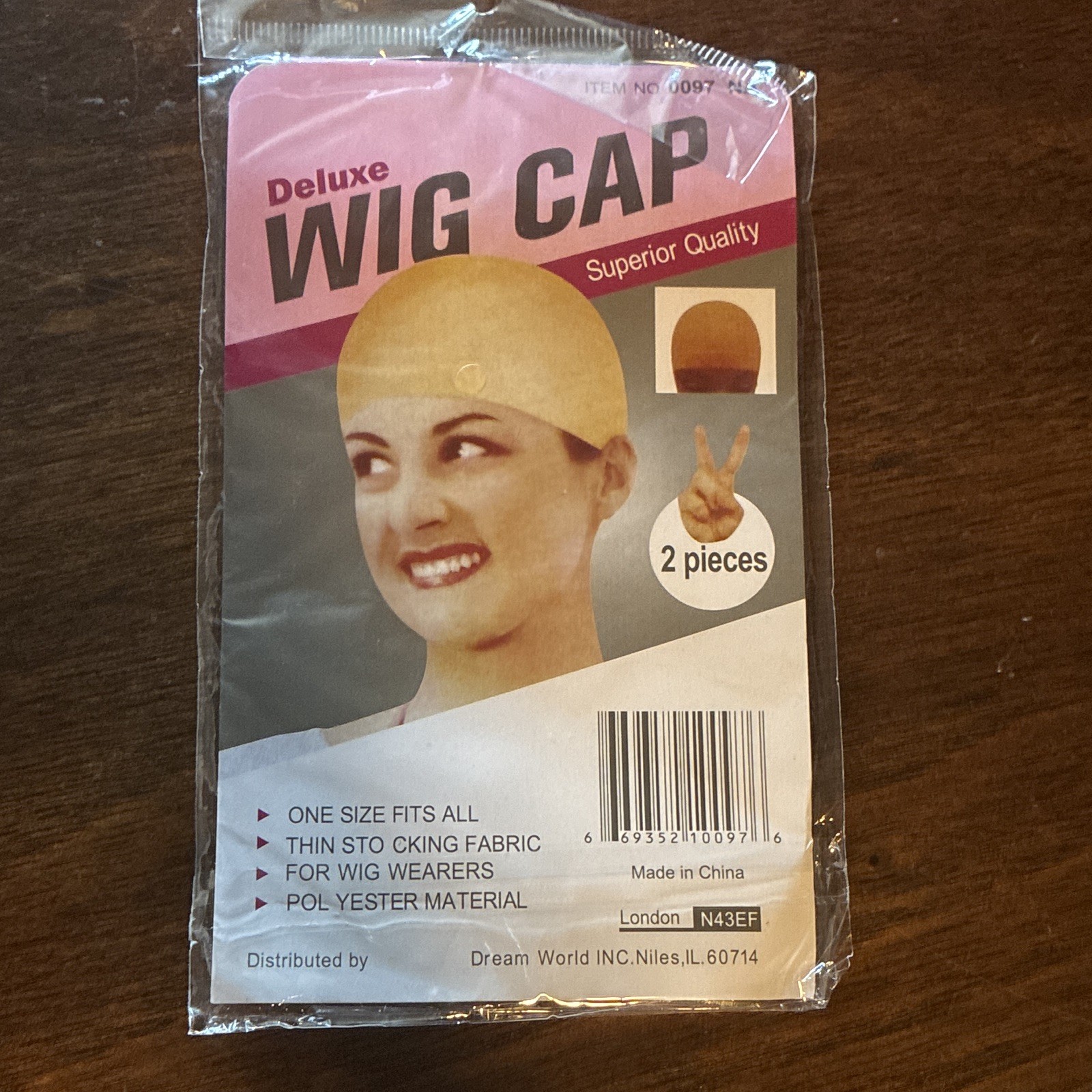 Deluxe Wig Cap One Size Beige 2 Pieces Stretch Fabric Unisex Adult Polyester