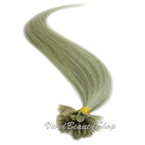 50 Pre Bonded Glue Fusion U Nail Tip Smoky Ash Blonde Remy Human Hair Extensions