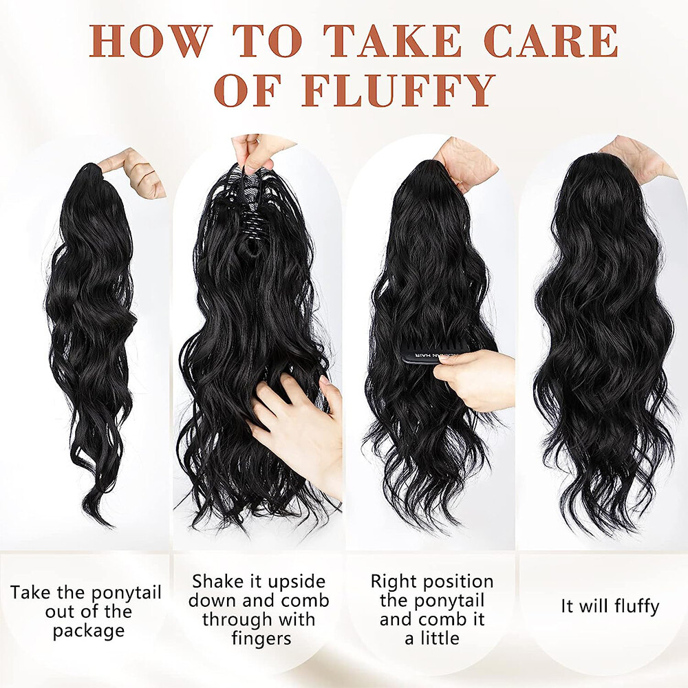 30″ Long Thick Claw Ponytail Clip In Pony Tail Hair Extension As Human Women
