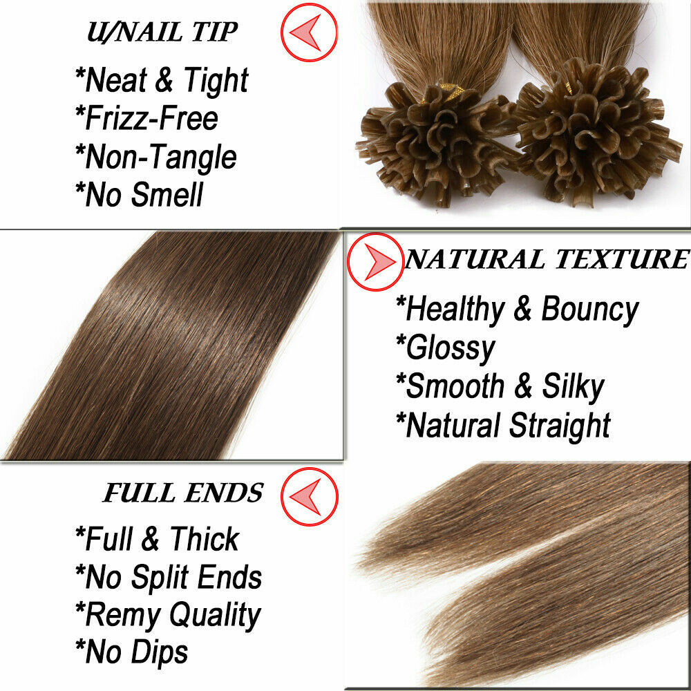 CLEARANCE Nail U Tip Russian Human Remy Hair Extensions Thick 150/200g Full Head