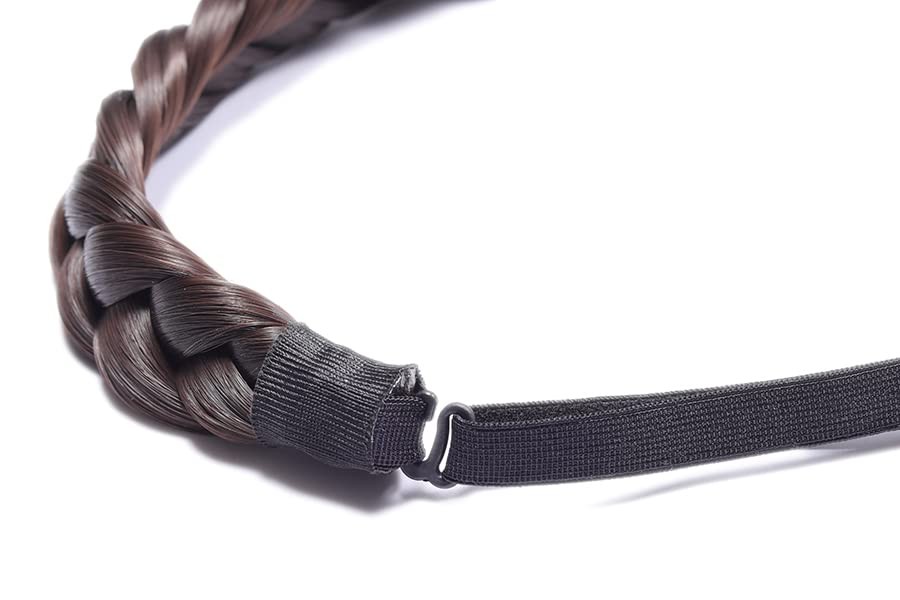 Elastic Synthetic Chunky Hair Braid 5 Strands Braids Hair Dark Brown Headband