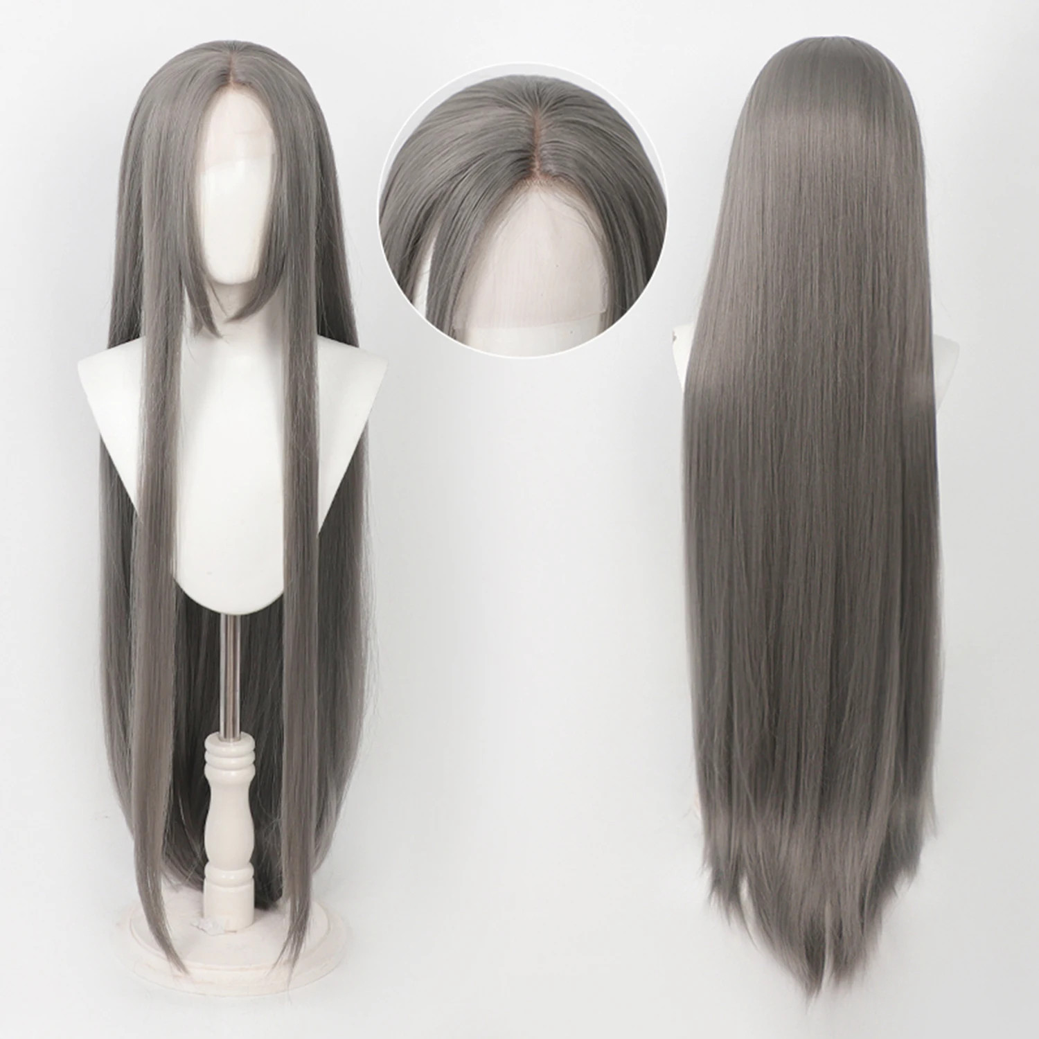 100Cm Long Straight Universal Hand Hooked Lace Front Wig Synthetic Hair Wig for