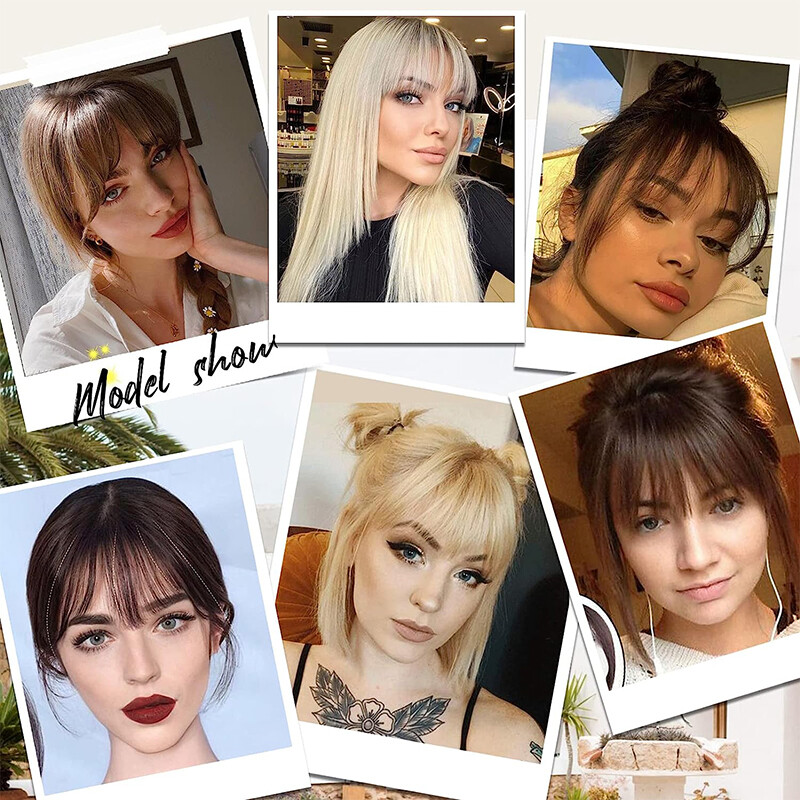 Thick Topper with Fringe Bangs 100% as Human Hair Extensions Clip In Hairpiece