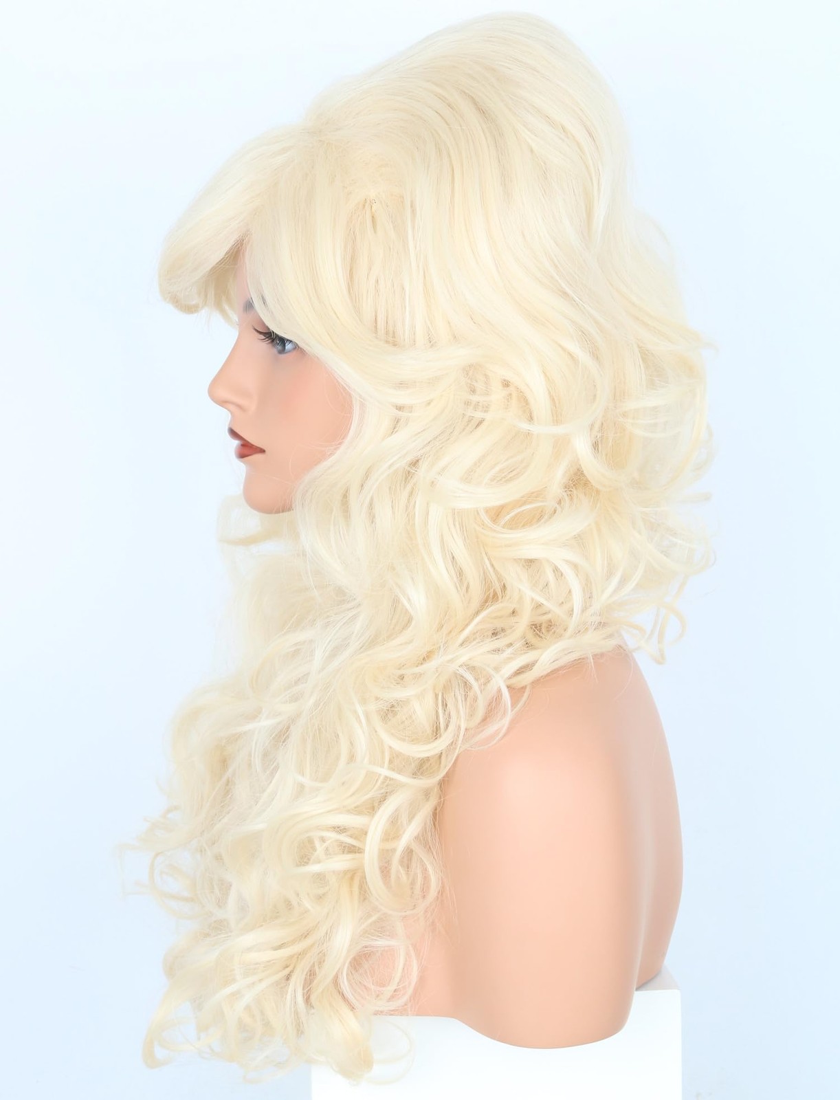 Blonde Bouffant Beehive Wig Retro Long Wave Curly for Women Halloween Costume…