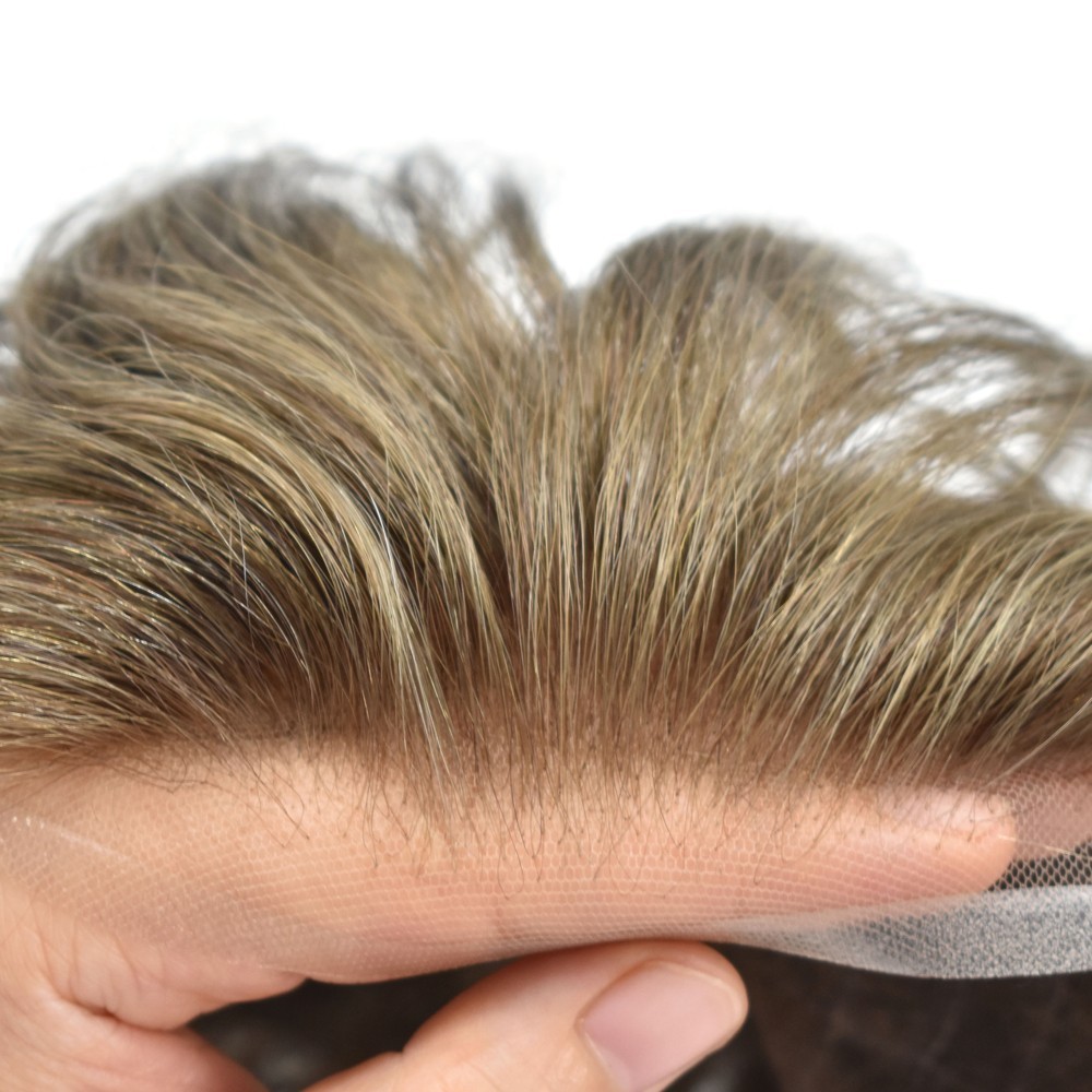 Full French Lace Mens Hairpieces Human Hair System Toupee for Men Swiss Lace Wig