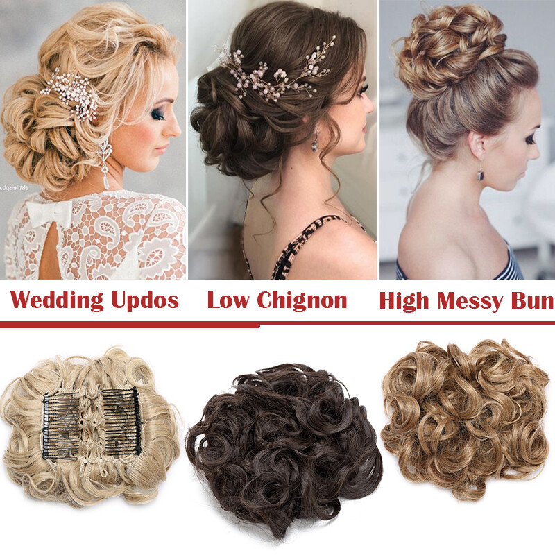 Messy Rose Bun Hair Piece Scrunchie Ponytail Combs Hair Extensions Updo Chignon