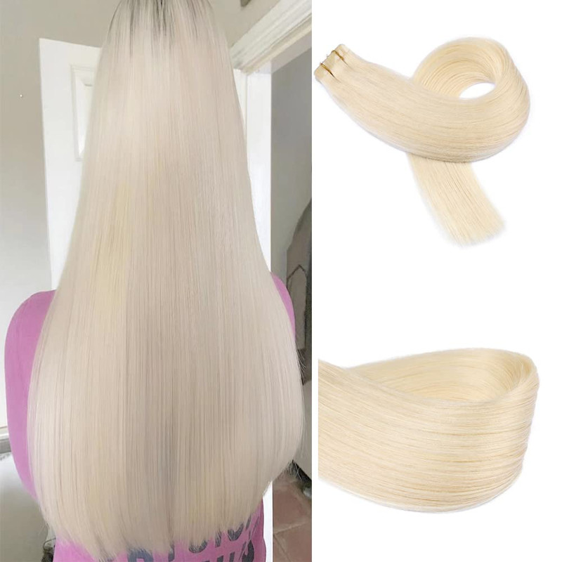 Sunfa Remy Human Hair Extensions – 18 Inch 40G 20Pcs Natural Weft Tape-On