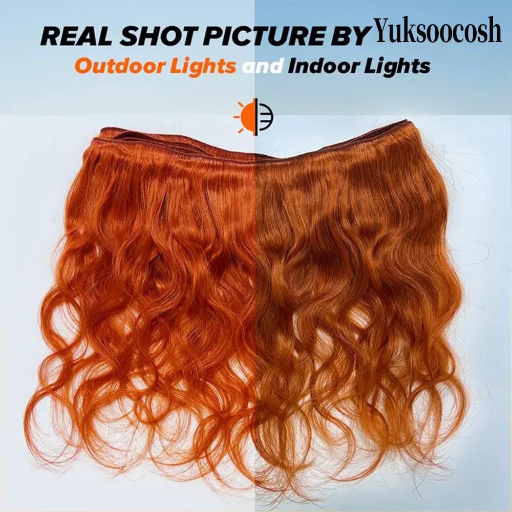 Yuksoocosh Ginger Orange Straight Bundles Human Hair Color 350 Bundles Double