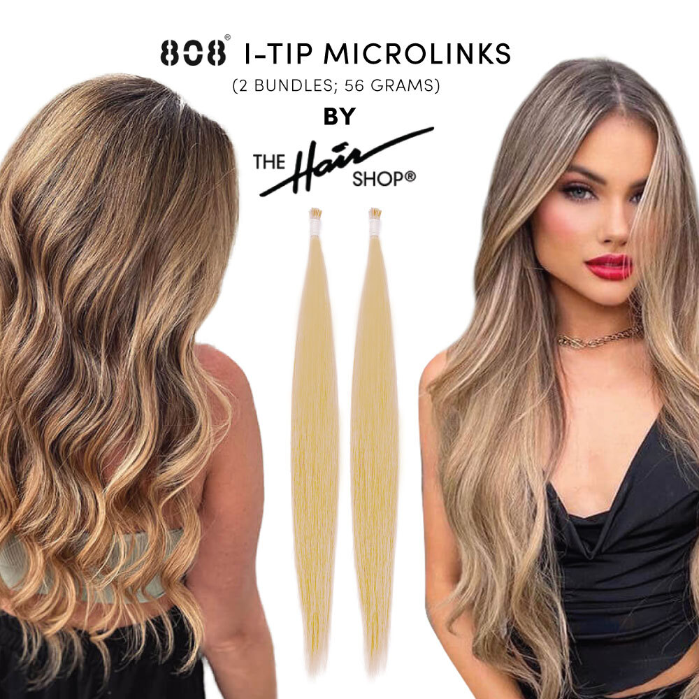 The Hair Shop 808 I-Tip Hair Extensions, Remy Human Hair Microlink 16″ & 20″ 56g
