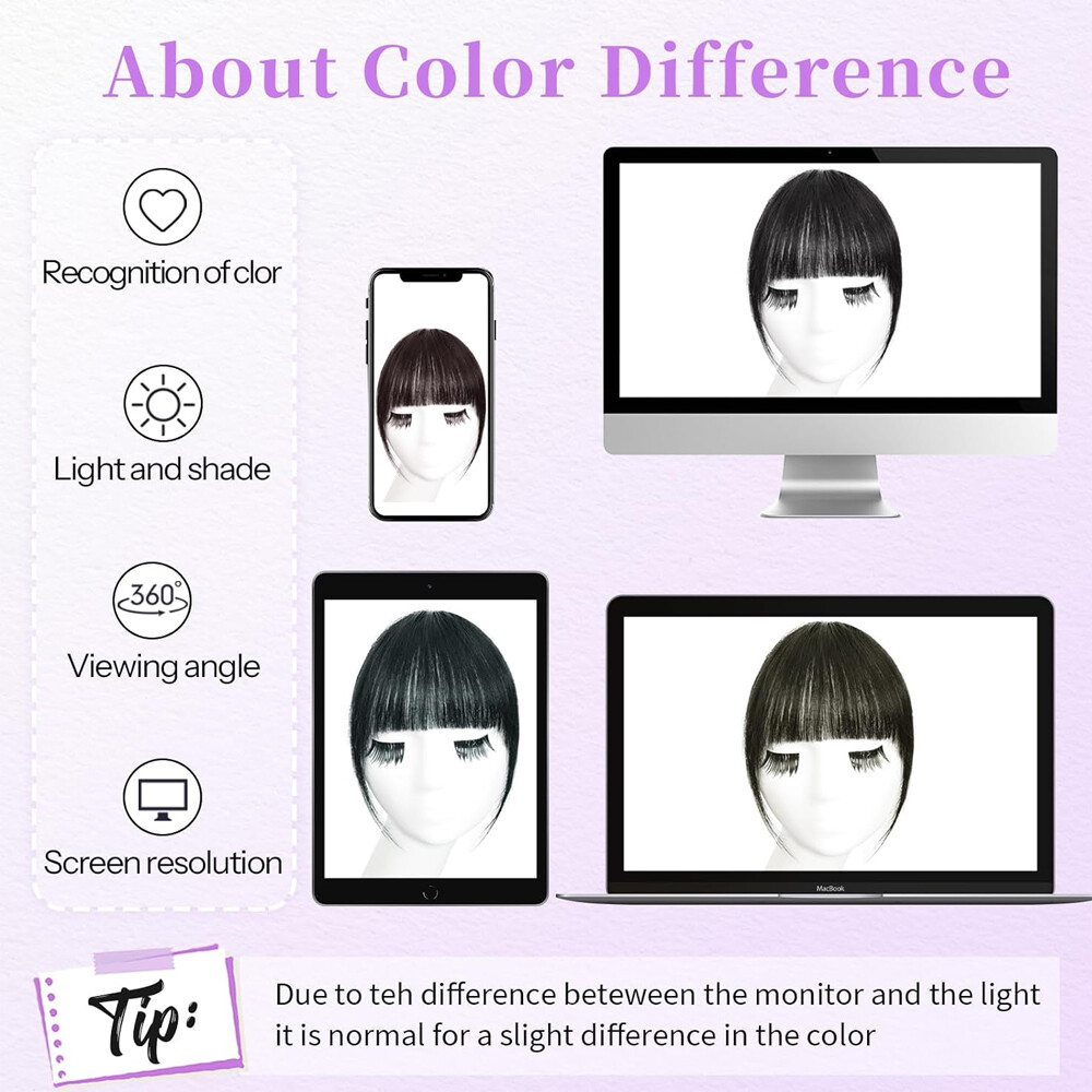 100% Real Human Clip in Hair Fringe 3D 360° Cover Air Bangs Lace Topper Toupee