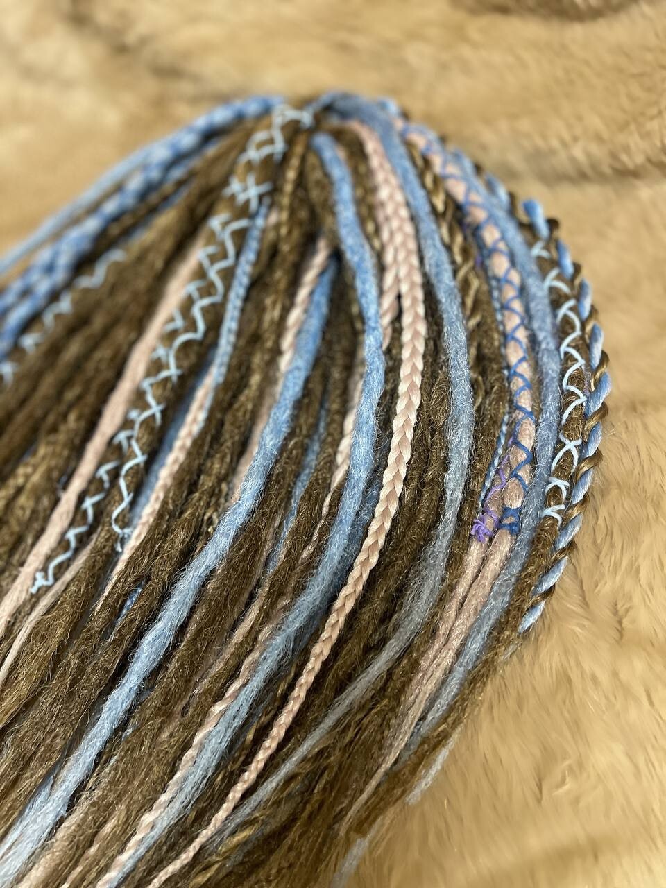 Dreadlock Set – 50 Pieces, 45cm Long Crochet dreadlocks and braids brown,blue