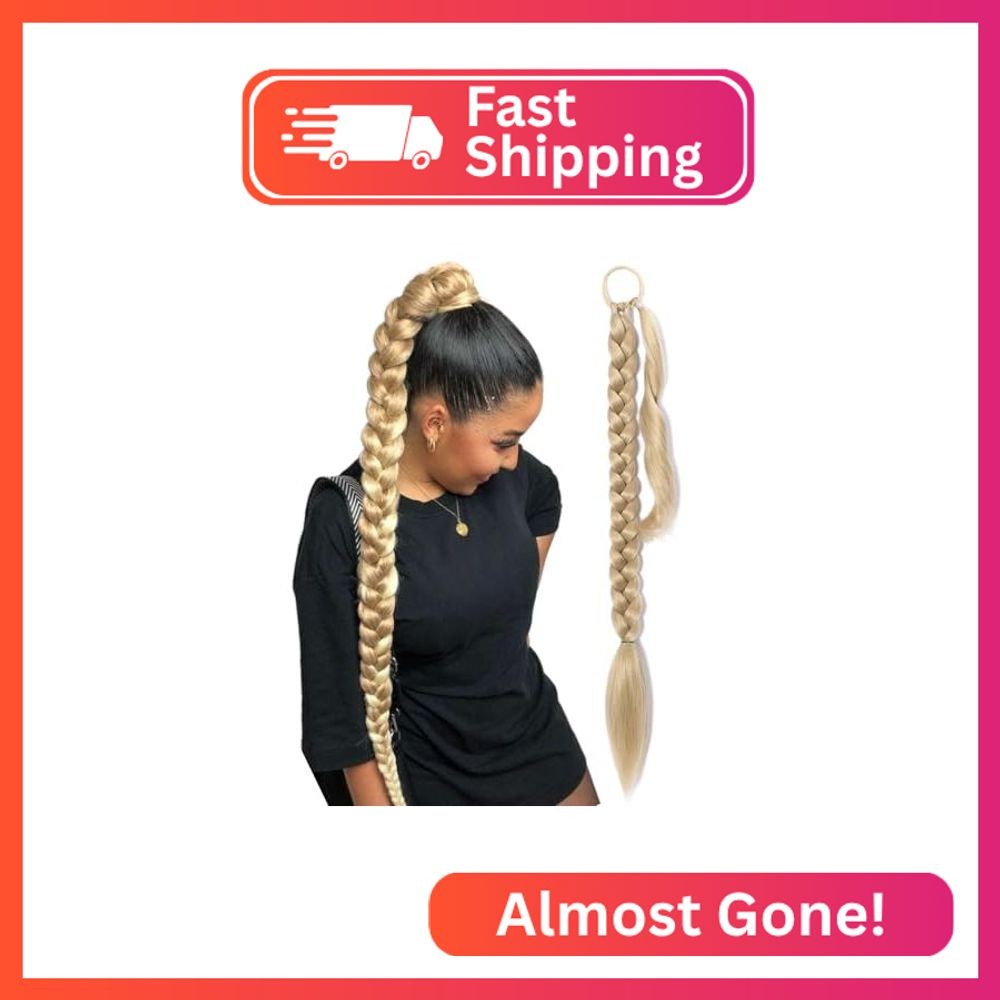 TASHEEMA Braided Ponytail Extension with Hair Tie, Fake Braid Blonde Ponytail Ex