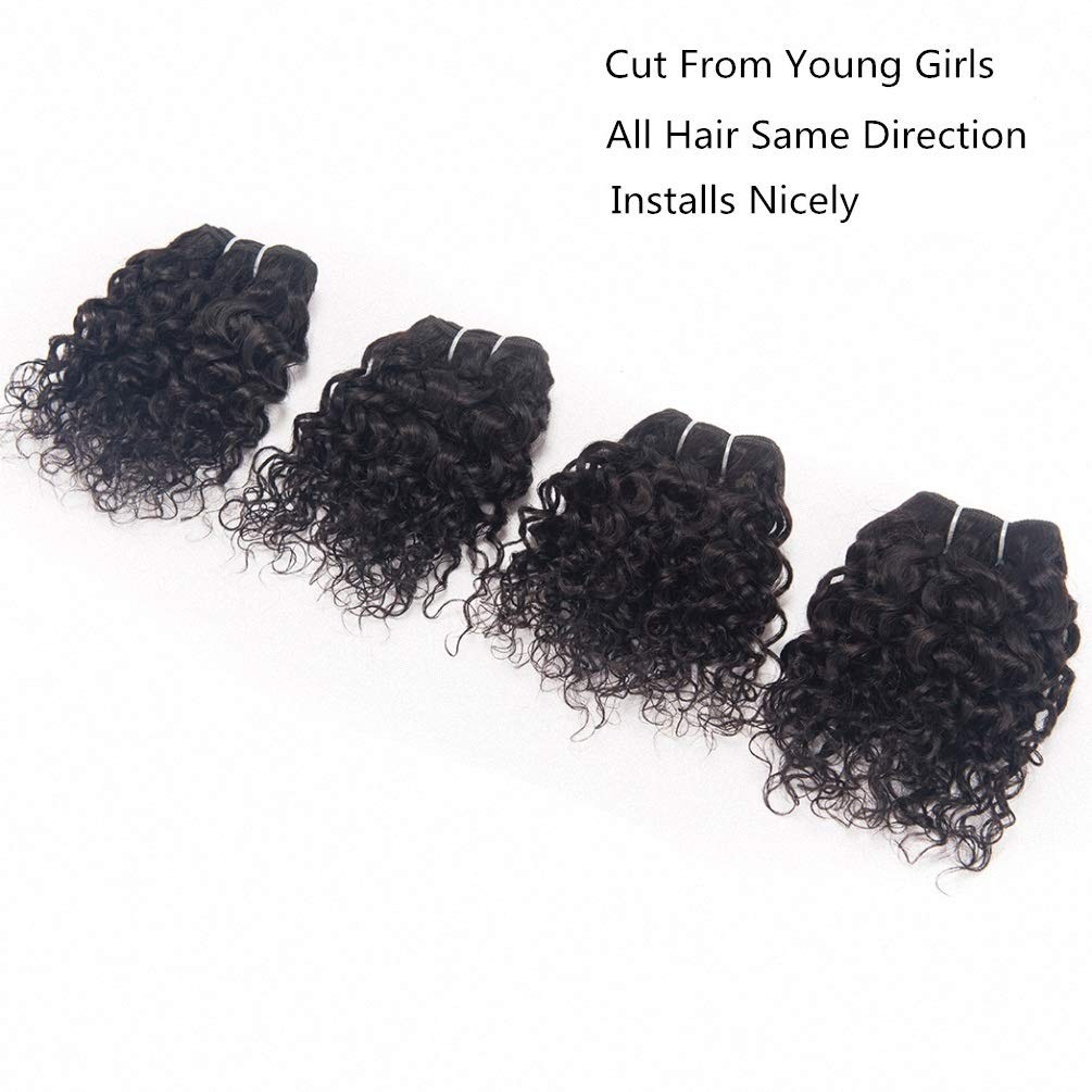 Brazilian Jerry Curl Human Hair Weave 4 Bundles 8 Inch Short Kinky Cur