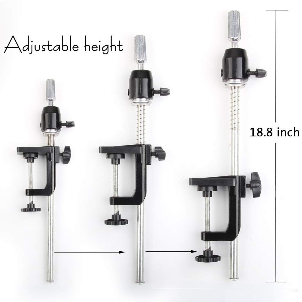 Versatile Wig Stand Holder with Adjustable Height and Metal C-Clamp Design