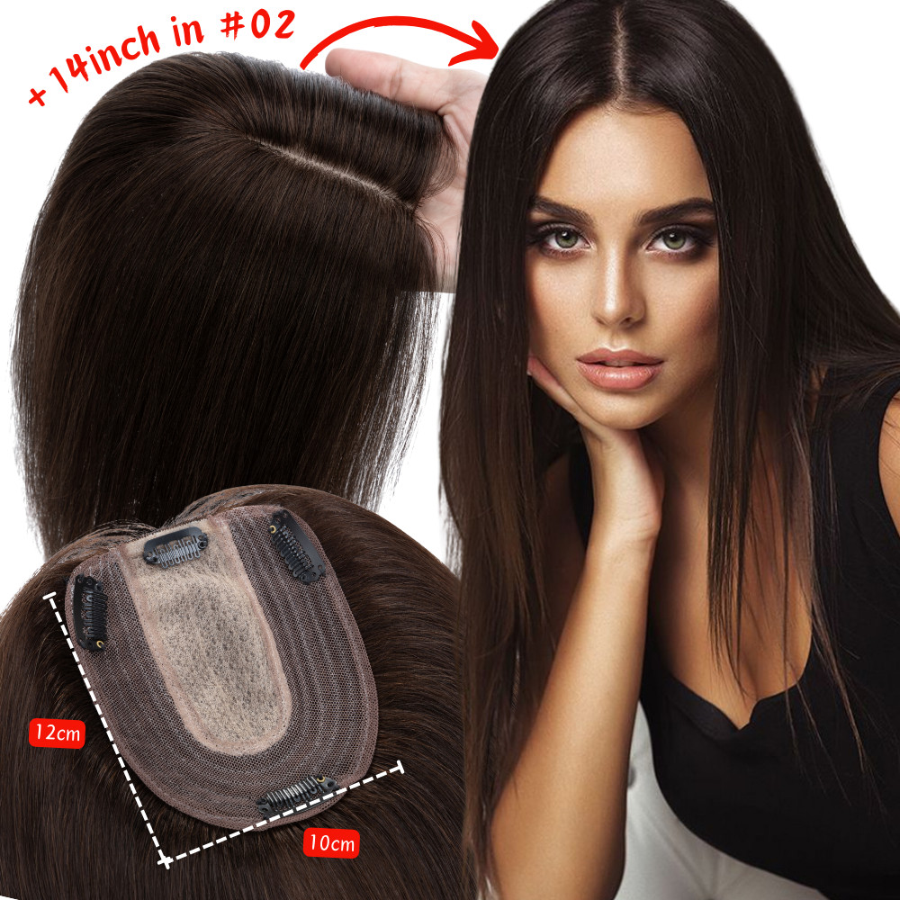 6″-18″ Real Remy Human Hair Piece Topper Hairpiece Wiglet for women Free Part US