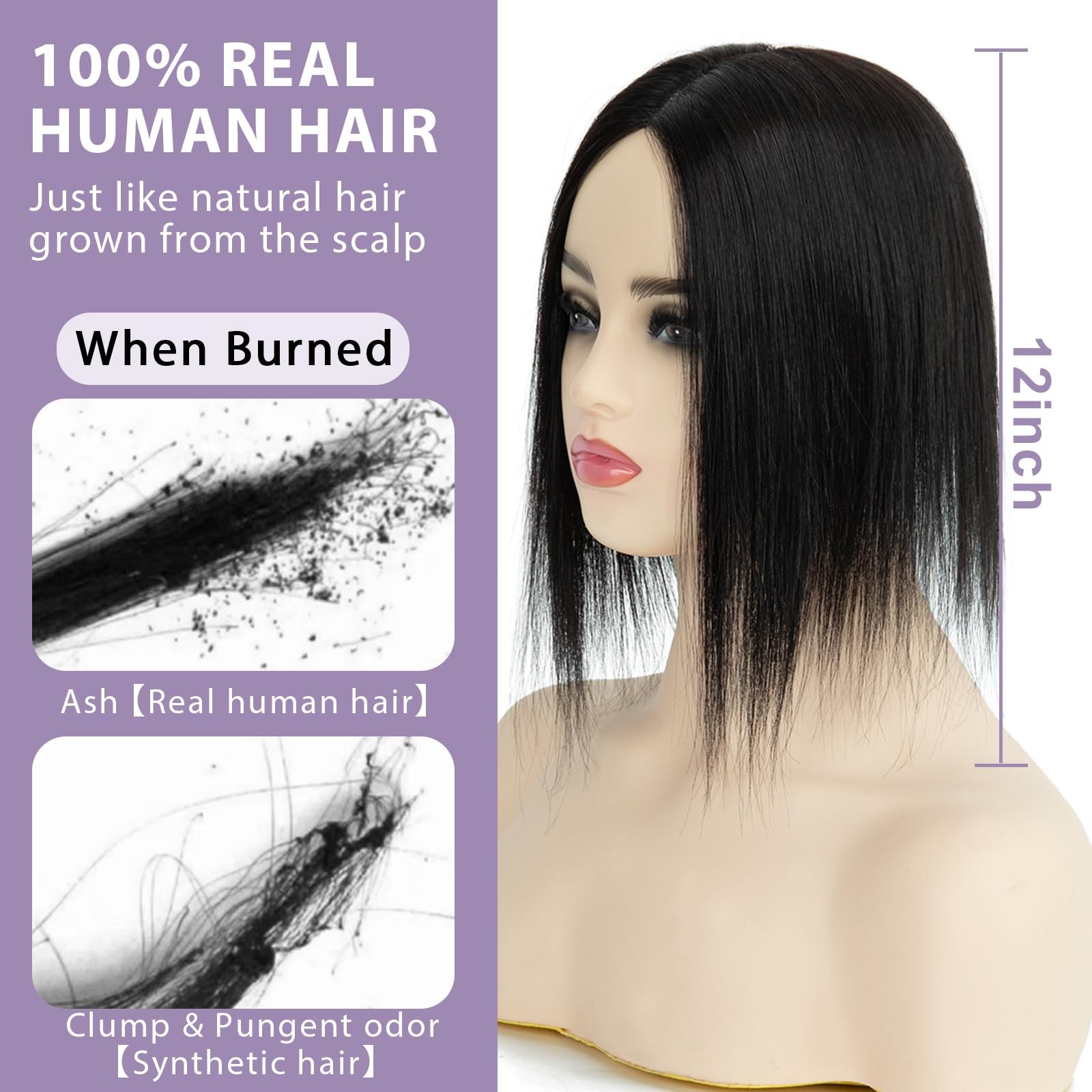Topunique Hair Toppers For Women Real Human Hair 3X5 Inch Injected Silk Base 12