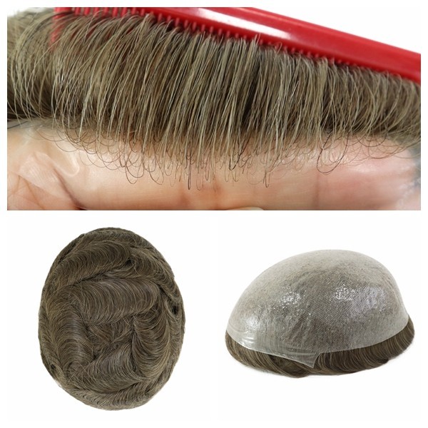 Toupee for Men Human Hair System Mirco Thin Skin 0.02mm Dark Blonde Hairpiece#17