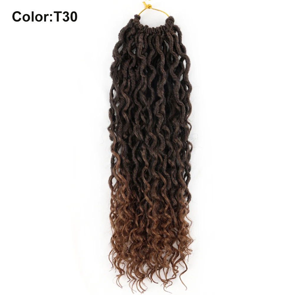 14″ – 24″ Faux Locs River Curly Crochet Hair Boho Goddess Braid Hair Extensions