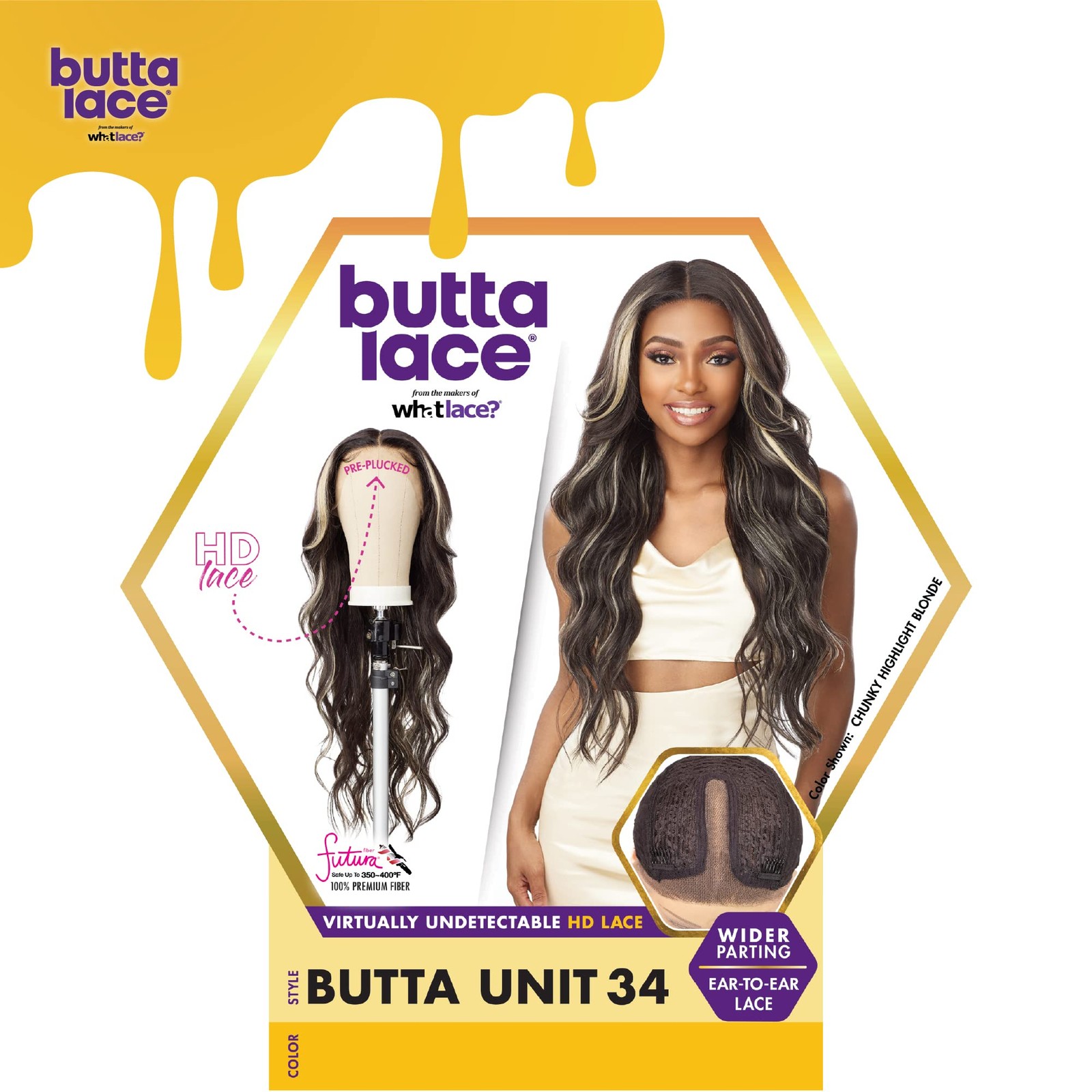 Butta Lace Wigs – Unit 34 Extra Wide 5 Inch Deep Parting Synthetic Preplucked…