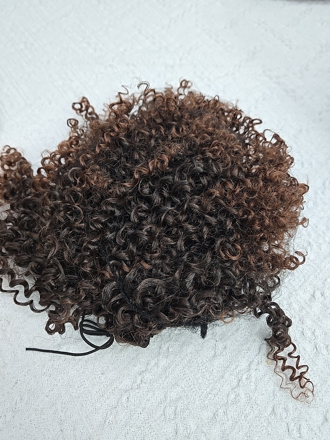 Afro Kinky Curly Dark Brown Hightlights Drawstring Ponytail 18″ Japanese Fiber
