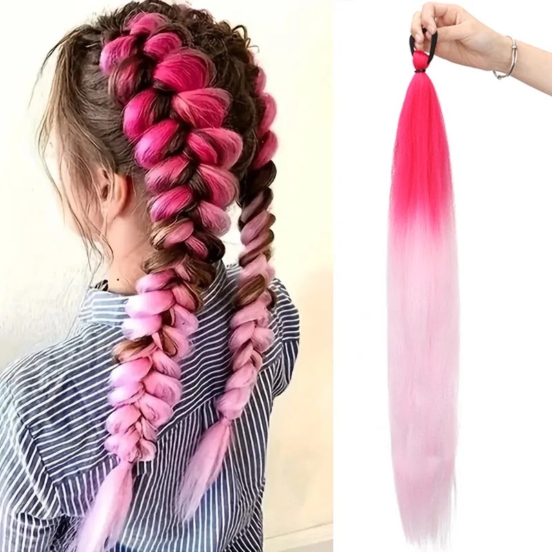 Synthetic Ombre Elastic Band Ponytail Hair Extension DIY Twist Braid for Women