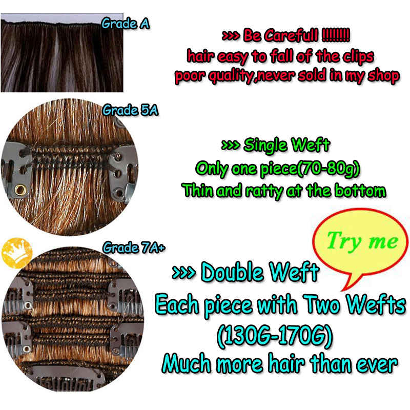 Luxury Double Weft Real Remy Human Hair Extensins Clip In THICK Double Weft WAVY