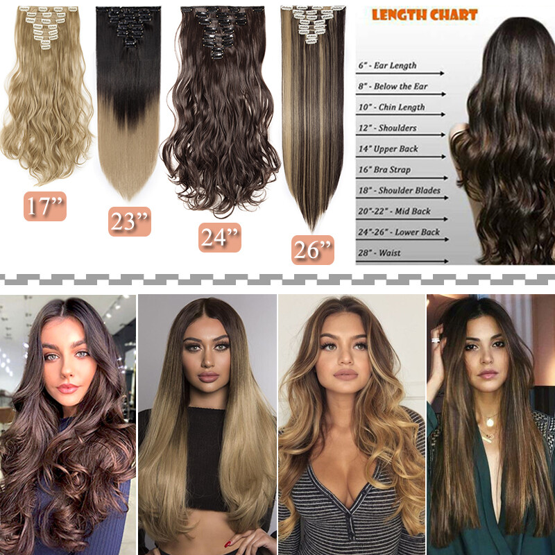 CLEARANCE 8PCS Clip In 100% Real Hair Extensions Thick Full Head as Human Hair